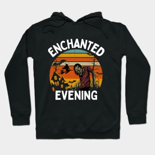 Enchanted evening -Full moon shenanigans -Halloween Zombie Retro Design Hoodie
